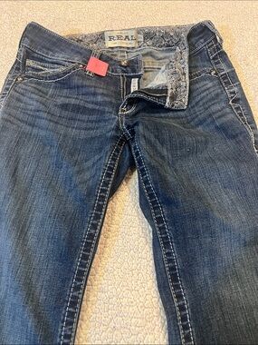 Ariat REAL DENIM Women's Dark Blue Bootcut Jeans with Paisley Waistband